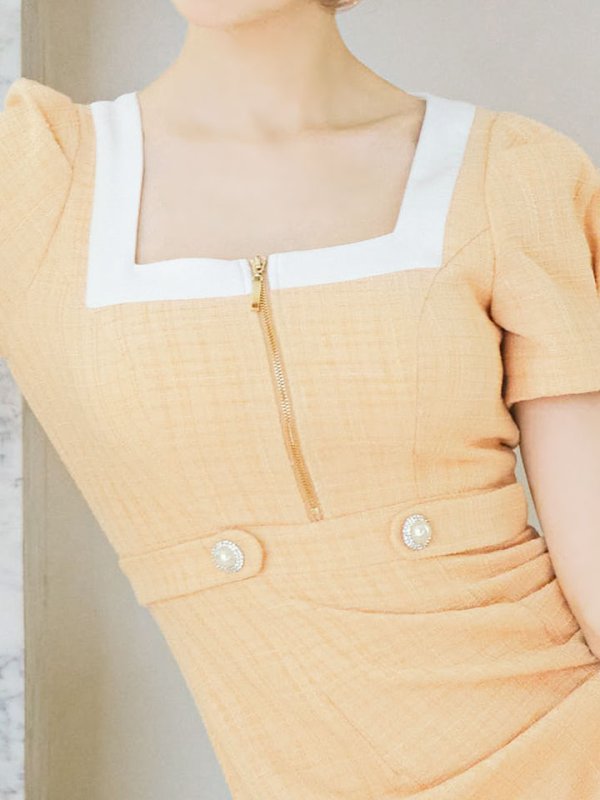 画像5: ツイードチェックドレス/ジップアップ/谷間隠し/背中隠し/タイトスカート/ミニドレス/キャバドレス【S-Lサイズ/1カラー】[HC02] 【SB】 (5)