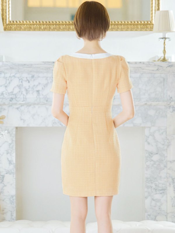 画像7: ツイードチェックドレス/ジップアップ/谷間隠し/背中隠し/タイトスカート/ミニドレス/キャバドレス【S-Lサイズ/1カラー】[HC02] 【SB】 (7)