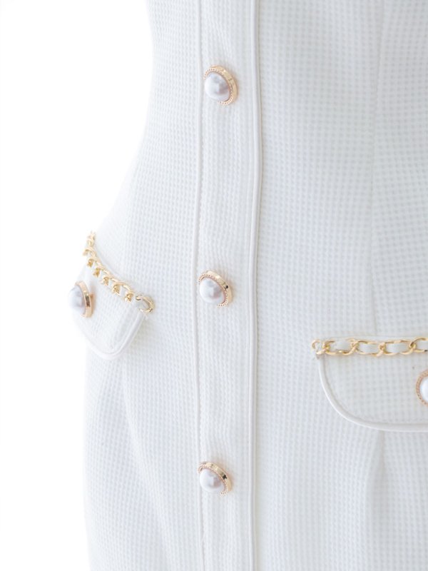 画像15: ワッフルノースリーブドレス/谷間見せ/背中見せ/ボタン/ミニドレス/キャバドレス【XS-Mサイズ/1カラー】[HC02]【SB】dzw (15)