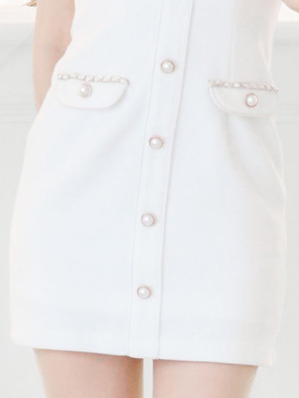 画像5: ワッフルノースリーブドレス/谷間見せ/背中見せ/ボタン/ミニドレス/キャバドレス【XS-Mサイズ/1カラー】[HC02]【SB】dzw (5)