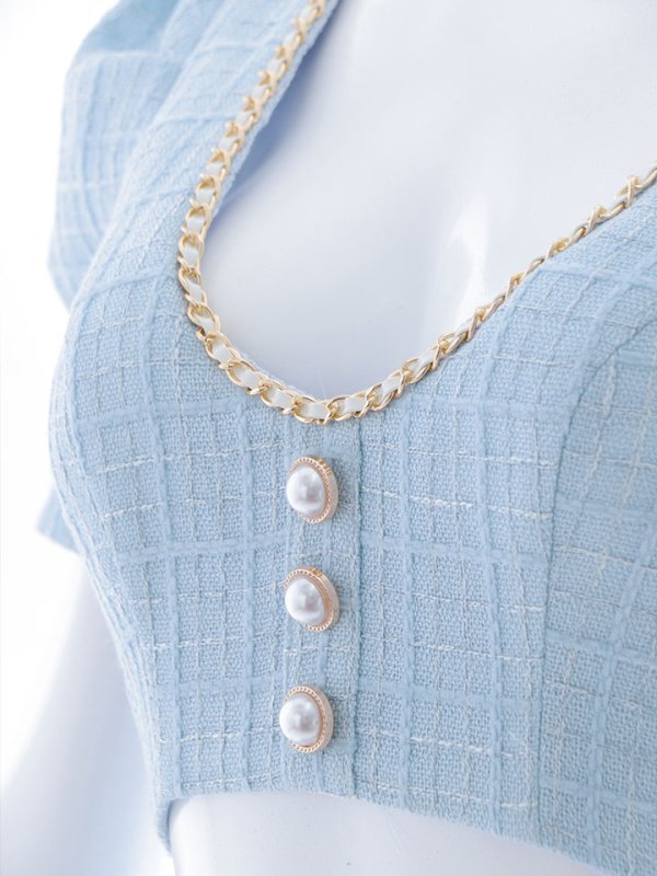 画像23: ツイードミニドレス/チェーン/タイトスカート/谷間見せ/背中隠し/キャバドレス/ミニドレス【XS-Mサイズ/2カラー】[HC02-X] 【SB】dzw (23)