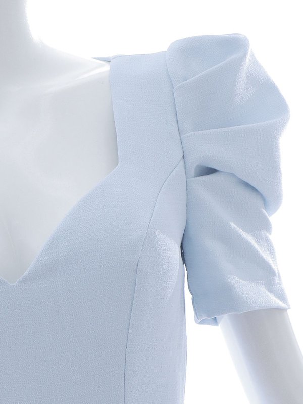 画像15: ミスティブルードレス/フリル袖/ドレープ/ボタン/布ベルト/谷間見せ/背中隠し/ミニドレス/キャバドレス/【S-Lサイズ/1カラー】[HC02] 【SB】dzw (15)