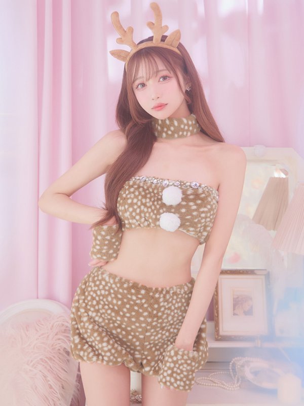 画像3: 【即日発送！】【サンタコス 7点セット】【フリーサイズ/1カラー】モコモコトナカイコスプレ[OF01] (3)