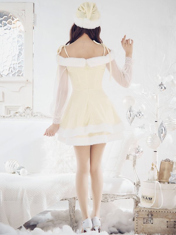 画像5: 【サンタSALE!!】【即日発送】【サンタコス 3点セット】【XS-XLサイズ/1カラー】オフショルダーシアーチュールフレアサンタコスプレ[OF01] (5)