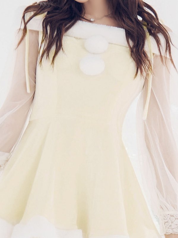 画像6: 【サンタSALE!!】【即日発送】【サンタコス 3点セット】【XS-XLサイズ/1カラー】オフショルダーシアーチュールフレアサンタコスプレ[OF01] (6)