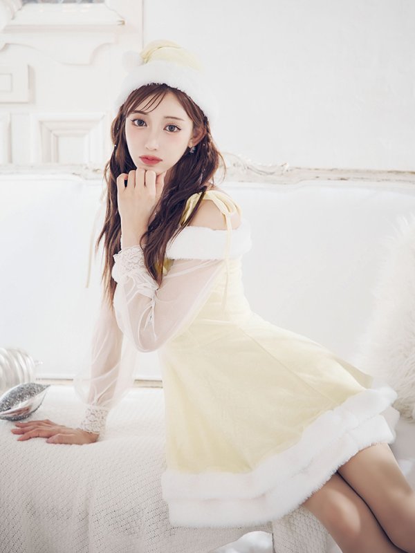 画像8: 【サンタSALE!!】【即日発送】【サンタコス 3点セット】【XS-XLサイズ/1カラー】オフショルダーシアーチュールフレアサンタコスプレ[OF01] (8)