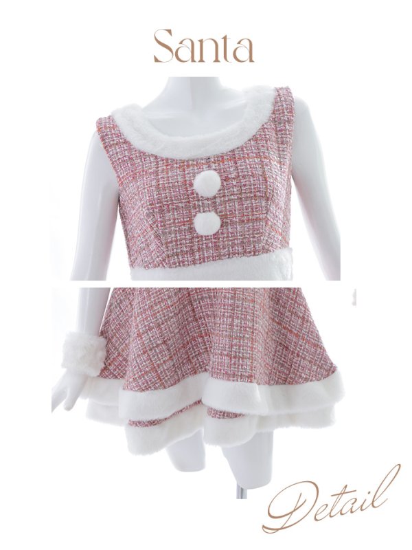 画像29: 即日発送!【サンタコス 5点セット】【S-Lサイズ/3カラー】ツイードチェック2段フレアスカートサンタコスプレ[YMT] (29)