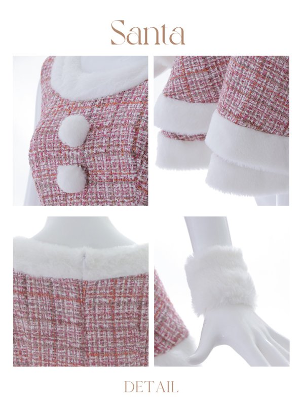 画像30: 即日発送!【サンタコス 5点セット】【S-Lサイズ/3カラー】ツイードチェック2段フレアスカートサンタコスプレ[YMT] (30)