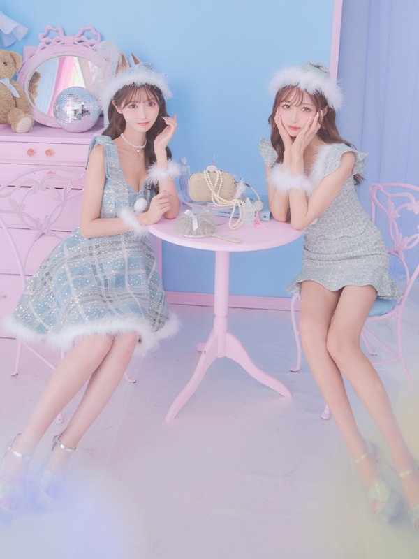 画像2: 【サンタSALE!!】【即日発送】【サンタコス4点セット】【S-Lサイズ/1カラー】フレアツイードサンタ[OF04] (2)