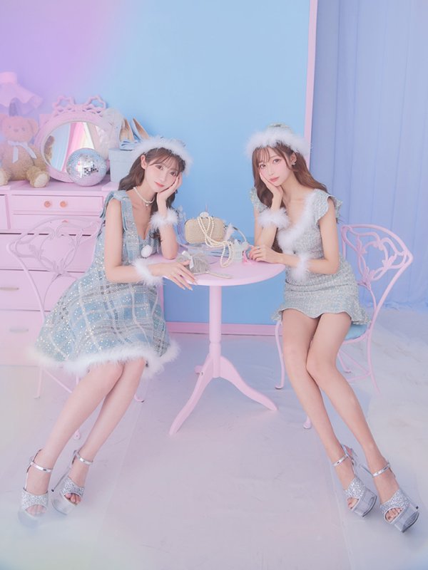 画像8: 【サンタSALE!!】【即日発送】【サンタコス4点セット】【S-Lサイズ/1カラー】フレアツイードサンタ[OF04] (8)