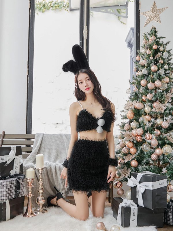 画像12: 【即日発送】【サンタコス 7点セット】【XS-Mサイズ/2カラー】バニーセットアップシャギーコスプレ[YMT] (12)