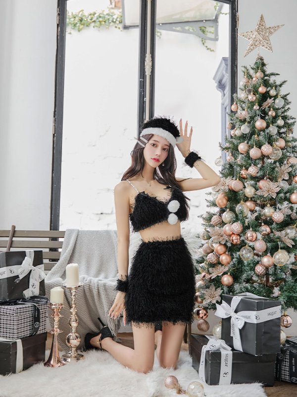 画像3: 【即日発送】【サンタコス 7点セット】【XS-Mサイズ/2カラー】バニーセットアップシャギーコスプレ[YMT] (3)