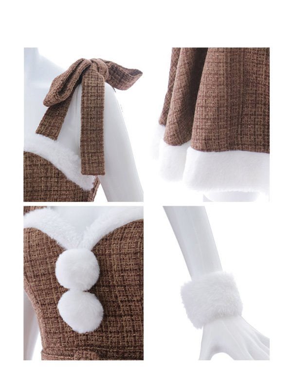 画像25: 【即日発送！】【サンタコス 6点セット】【XS-Mサイズ/1カラー】ツイードトナカイコスプレ[OF01] (25)