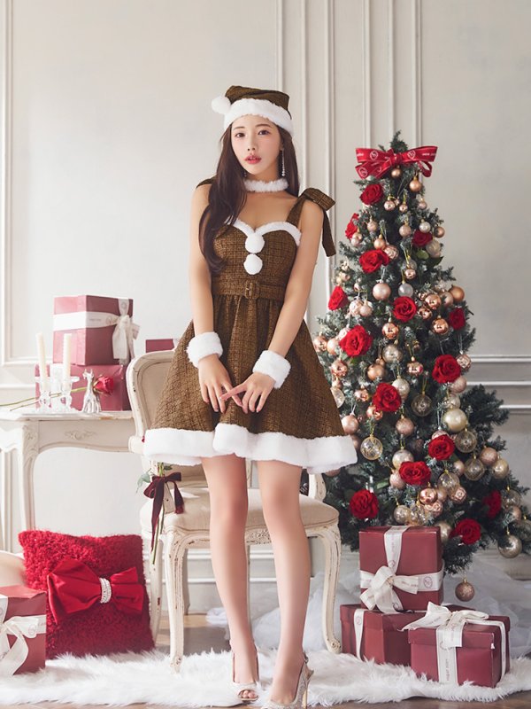 画像13: 【即日発送！】【サンタコス 6点セット】【XS-Mサイズ/1カラー】ツイードトナカイコスプレ[OF01] (13)