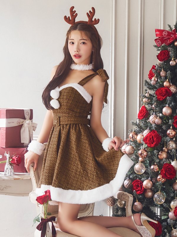 画像9: 【即日発送！】【サンタコス 6点セット】【XS-Mサイズ/1カラー】ツイードトナカイコスプレ[OF01] (9)