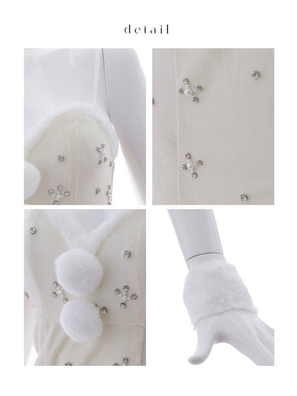 画像40: 【即日発送！】【サンタコス 4点セット】【XS-XLサイズ/2カラー】ビジュータイトキャミワンピサンタ[YMT] (40)