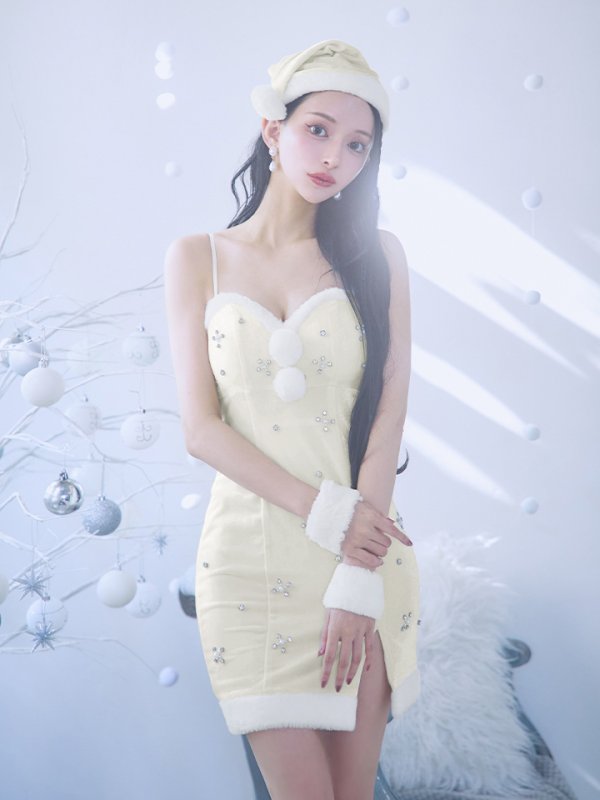 画像26: 【即日発送！】【サンタコス 4点セット】【XS-XLサイズ/2カラー】ビジュータイトキャミワンピサンタ[YMT] (26)