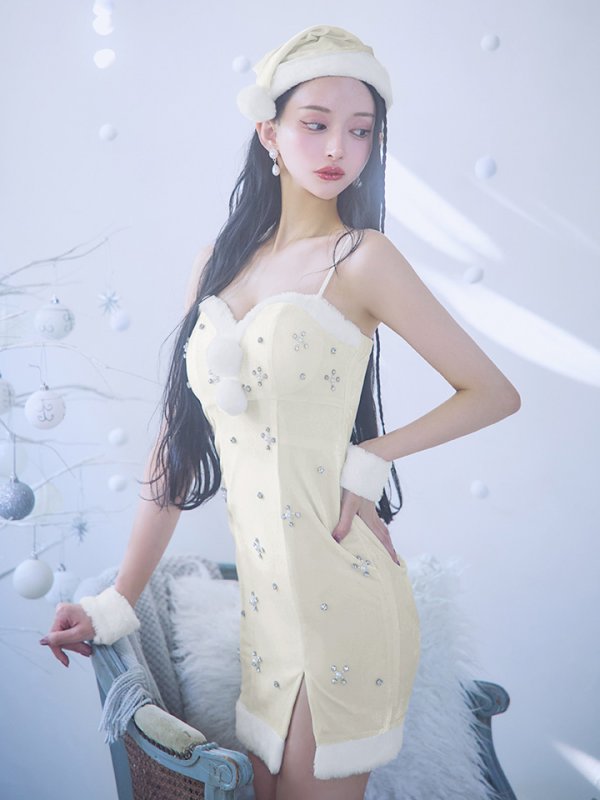 画像22: 【即日発送！】【サンタコス 4点セット】【XS-XLサイズ/2カラー】ビジュータイトキャミワンピサンタ[YMT] (22)