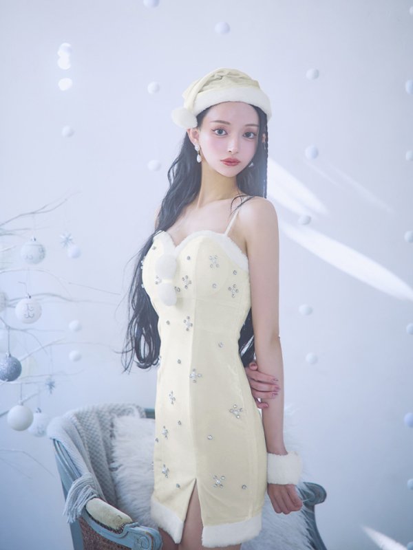 画像24: 【即日発送！】【サンタコス 4点セット】【XS-XLサイズ/2カラー】ビジュータイトキャミワンピサンタ[YMT] (24)