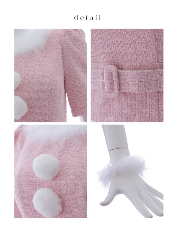 画像40: 【即日発送！】【サンタコス5点セット】【S-Mサイズ/2カラー】ツイードベルトワンピースサンタコスプレ[YMT] (40)