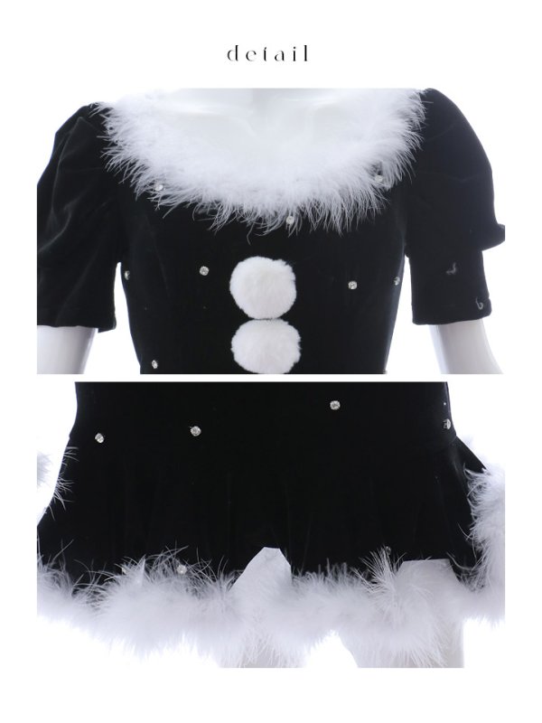 画像39: 【即日発送】【サンタコス 5点セット】【S-Mサイズ/2カラー】ベロアパールビジューサンタコスプレ[YMT] (39)