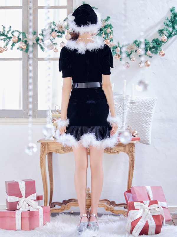 画像13: 【即日発送】【サンタコス 5点セット】【S-Mサイズ/2カラー】ベロアパールビジューサンタコスプレ[YMT] (13)