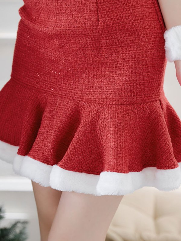 画像17: 【即日発送！】【サンタコス 5点セット】【S-Mサイズ/2カラー】ツイードキャミマーメイドセットアップサンタコスプレ[YMT] (17)