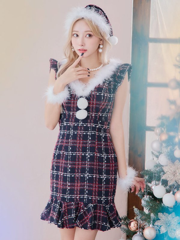 画像3: 【サンタセール！】【サンタコス 4点セット】【S-Lサイズ/1カラー】マーメイドツイードサンタ[YMT] (3)