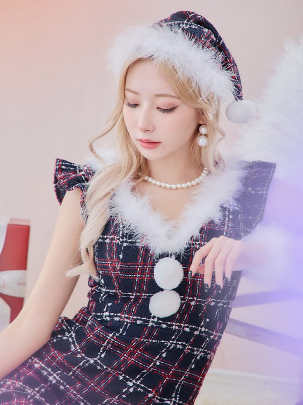 画像7: 【サンタセール！】【サンタコス 4点セット】【S-Lサイズ/1カラー】マーメイドツイードサンタ[YMT] (7)