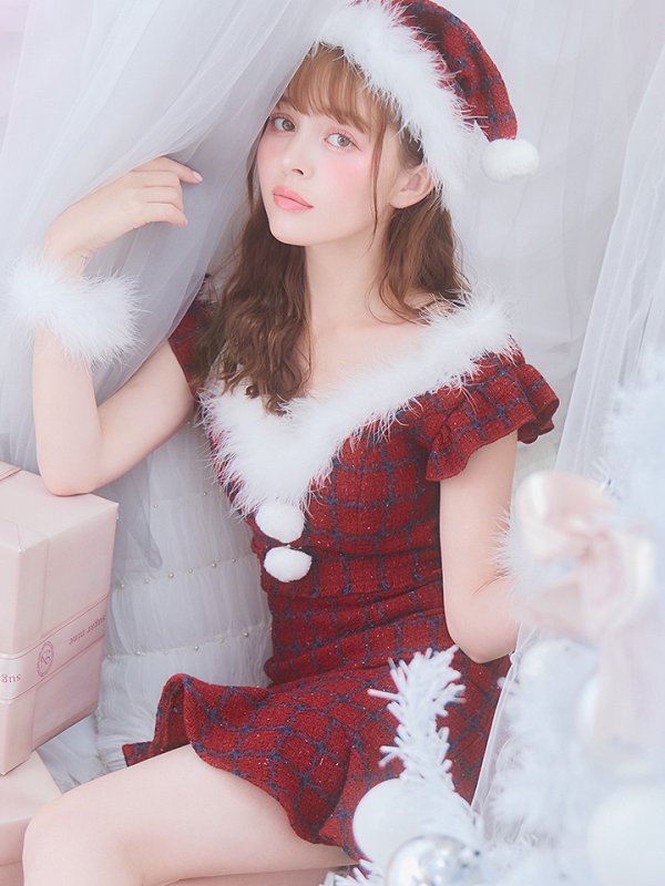 画像20: SALE!【サンタコス 5点セット】【S-XLサイズ/1カラー】マーメイドチェックサンタコスプレ[YMT] (20)