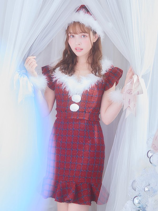 画像21: SALE!【サンタコス 5点セット】【S-XLサイズ/1カラー】マーメイドチェックサンタコスプレ[YMT] (21)