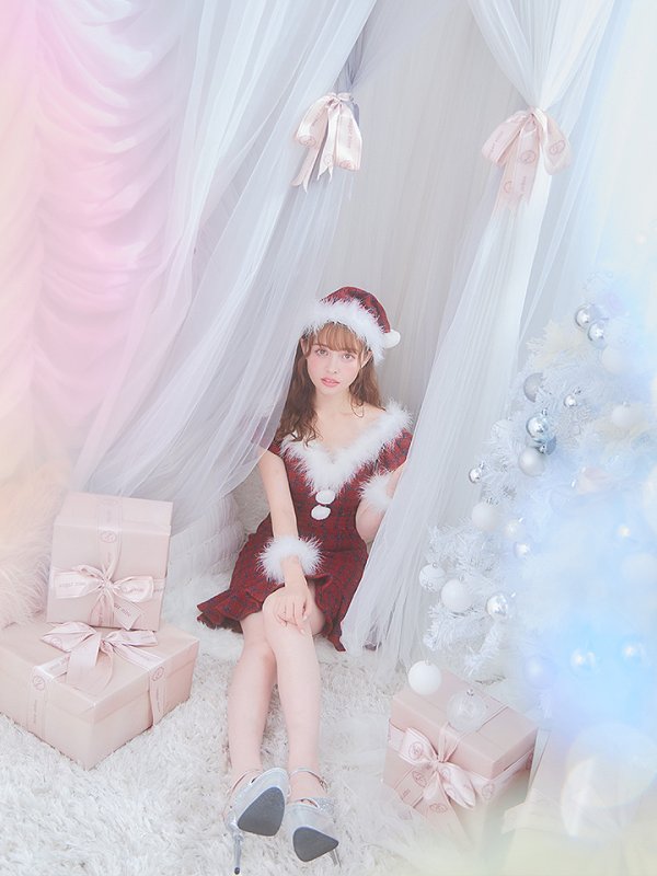 画像25: SALE!【サンタコス 5点セット】【S-XLサイズ/1カラー】マーメイドチェックサンタコスプレ[YMT] (25)