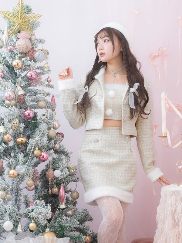 画像38: 【サンタセール！】【サンタコス 5点セット】【XS-Lサイズ/1カラー】ジャケット付きツイードセットアップサンタ[YMT] (38)