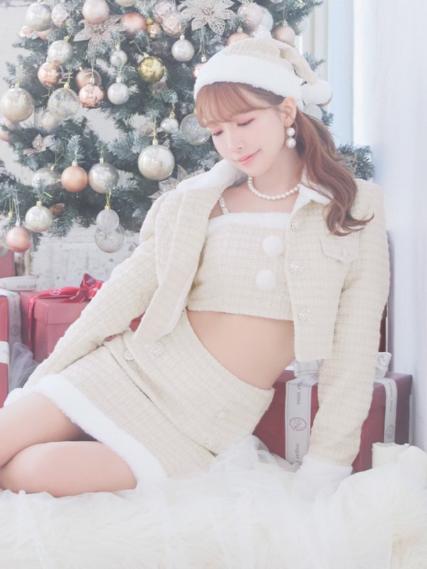 画像3: 【サンタセール！】【サンタコス 5点セット】【XS-Lサイズ/1カラー】ジャケット付きツイードセットアップサンタ[YMT] (3)