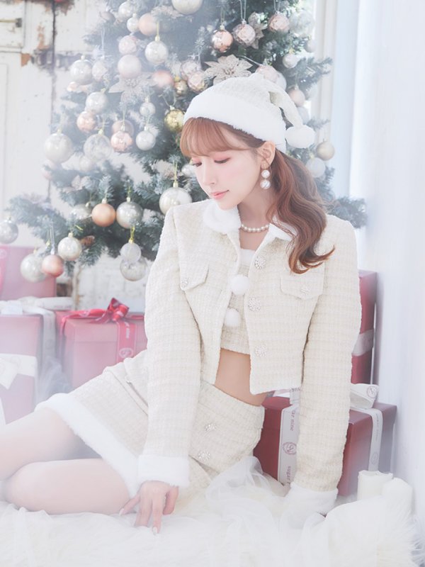 画像12: 【サンタセール！】【サンタコス 5点セット】【XS-Lサイズ/1カラー】ジャケット付きツイードセットアップサンタ[YMT] (12)