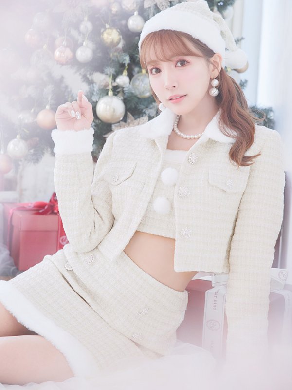 画像13: 【サンタセール！】【サンタコス 5点セット】【XS-Lサイズ/1カラー】ジャケット付きツイードセットアップサンタ[YMT] (13)