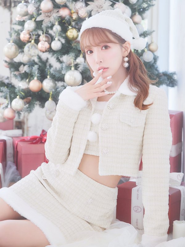 画像14: 【サンタセール！】【サンタコス 5点セット】【XS-Lサイズ/1カラー】ジャケット付きツイードセットアップサンタ[YMT] (14)