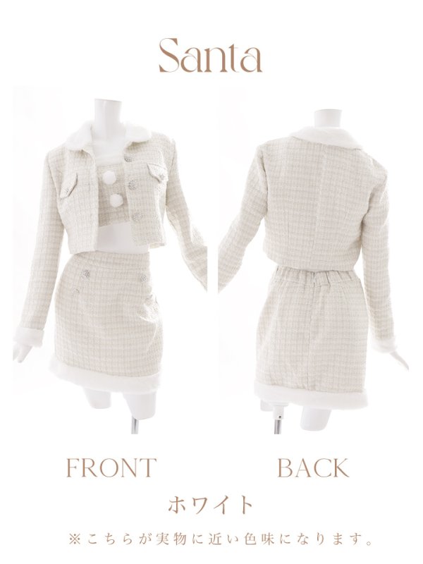 画像46: 【サンタセール！】【サンタコス 5点セット】【XS-Lサイズ/1カラー】ジャケット付きツイードセットアップサンタ[YMT] (46)