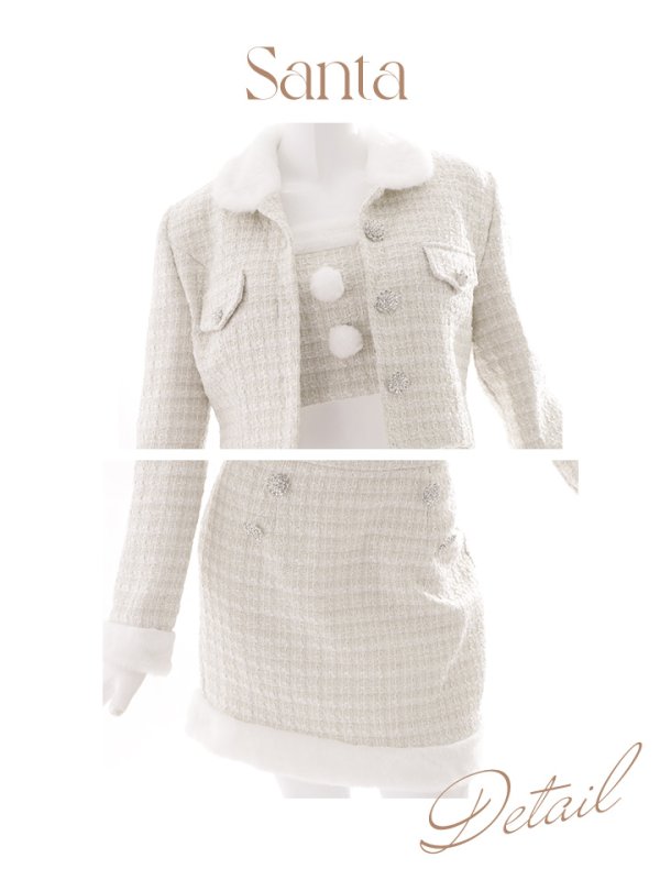 画像48: 【サンタセール！】【サンタコス 5点セット】【XS-Lサイズ/1カラー】ジャケット付きツイードセットアップサンタ[YMT] (48)