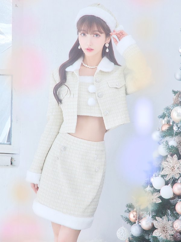 画像22: 【サンタセール！】【サンタコス 5点セット】【XS-Lサイズ/1カラー】ジャケット付きツイードセットアップサンタ[YMT] (22)