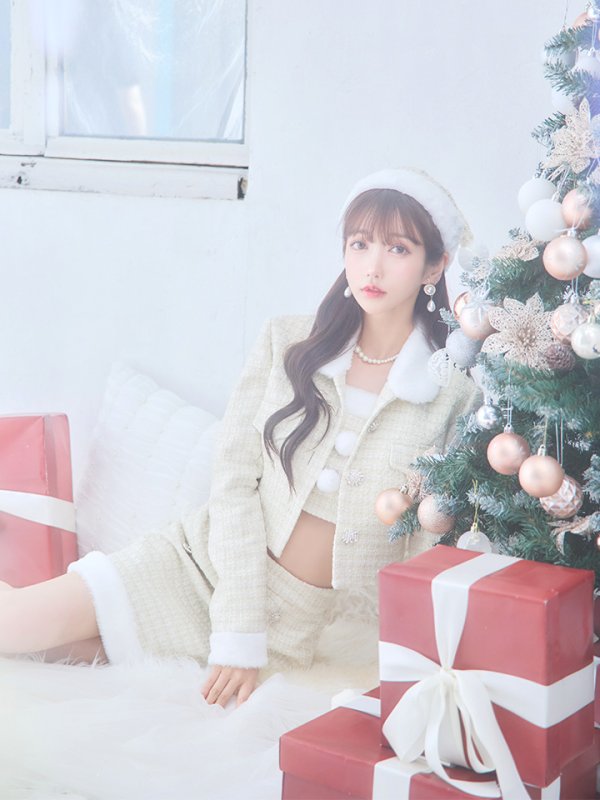 画像31: 【サンタセール！】【サンタコス 5点セット】【XS-Lサイズ/1カラー】ジャケット付きツイードセットアップサンタ[YMT] (31)