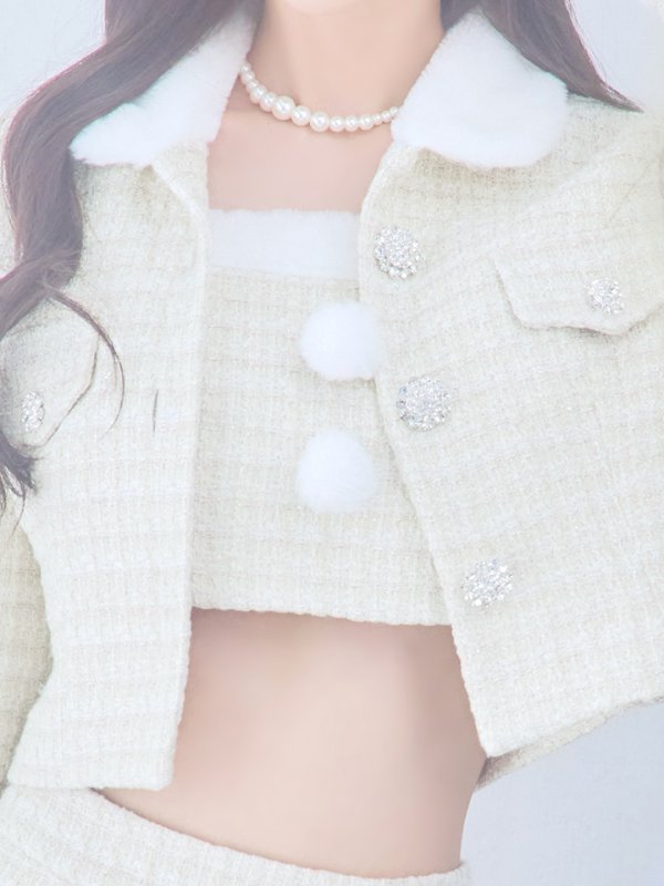 画像34: 【サンタセール！】【サンタコス 5点セット】【XS-Lサイズ/1カラー】ジャケット付きツイードセットアップサンタ[YMT] (34)