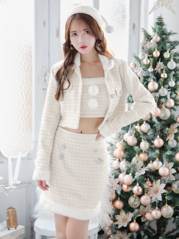 画像15: 【サンタセール！】【サンタコス 5点セット】【XS-Lサイズ/1カラー】ジャケット付きツイードセットアップサンタ[YMT] (15)