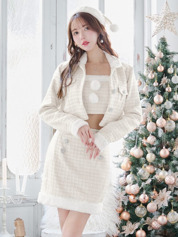 画像37: 【サンタセール！】【サンタコス 5点セット】【XS-Lサイズ/1カラー】ジャケット付きツイードセットアップサンタ[YMT] (37)