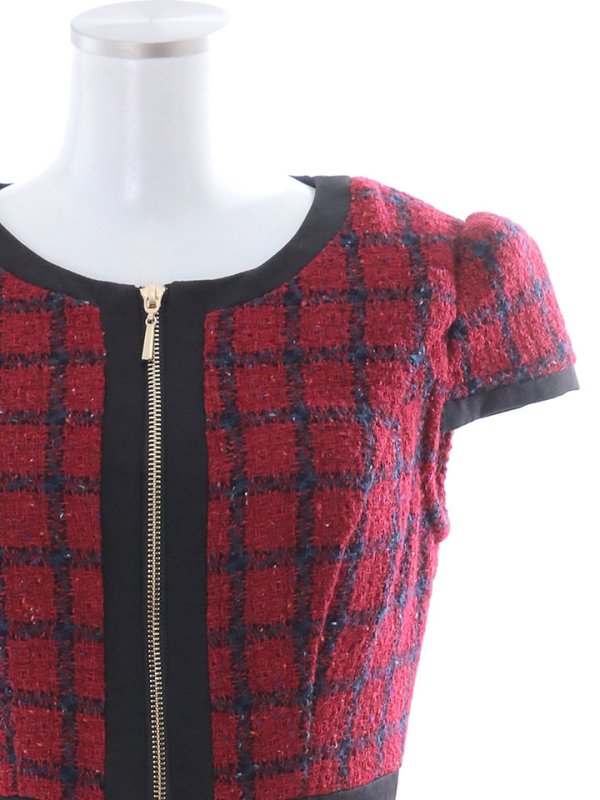 画像23: SALE!ツイードチェックフロントジップミニドレス/ショートスリーブ/谷間見せ/谷間隠し/背中隠し/ミニドレス/キャバドレス 【XS-Mサイズ/1カラー】[HC02] 【SB】dzw (23)