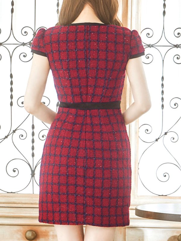 画像20: SALE!ツイードチェックフロントジップミニドレス/ショートスリーブ/谷間見せ/谷間隠し/背中隠し/ミニドレス/キャバドレス 【XS-Mサイズ/1カラー】[HC02] 【SB】dzw (20)