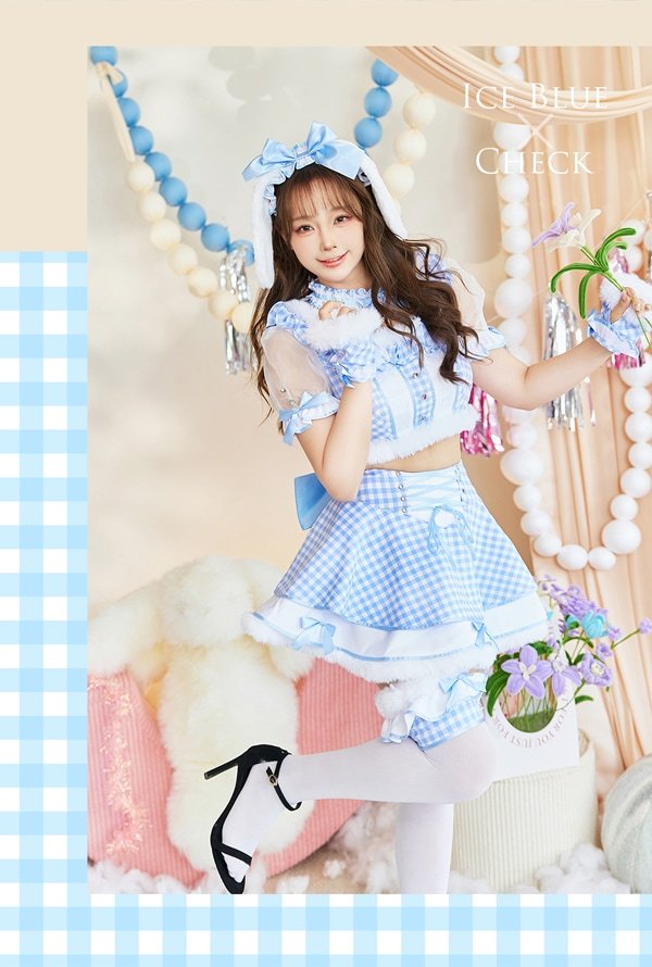 画像9: 【即日発送】たれ耳ギンガムチェックドーリーメイド【マリームーン】【ハロウィンコスプレ7点セット】【フリーサイズ/2カラー】[OF04] (9)