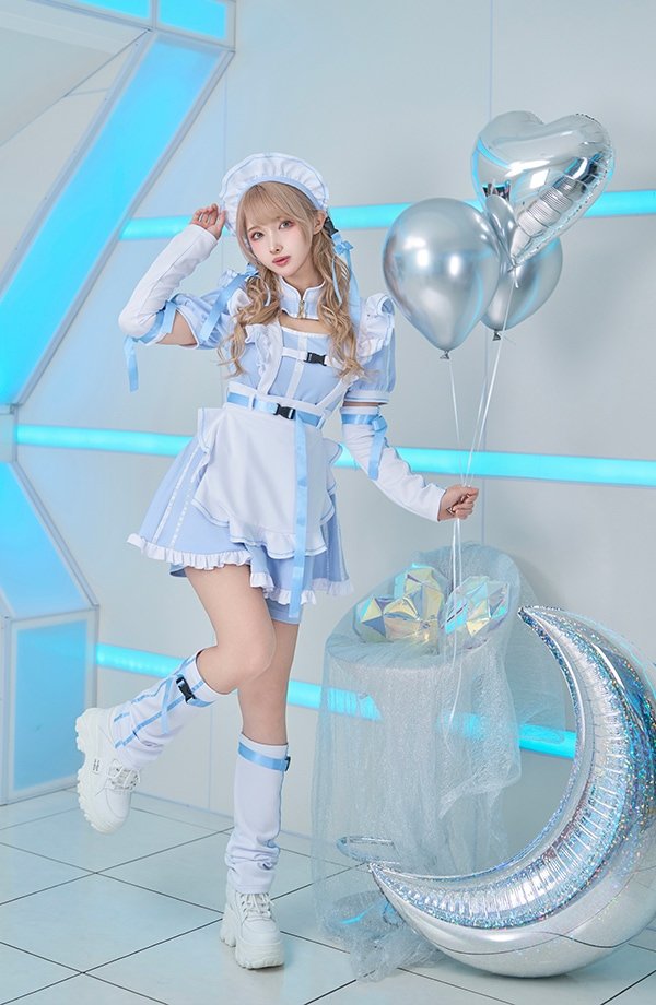 画像10: 【即日発送】アクセントラインハーネスジャージメイド【マリームーン】【ハロウィンコスプレ6点セット】【フリーサイズ/3カラー】[OF04] (10)