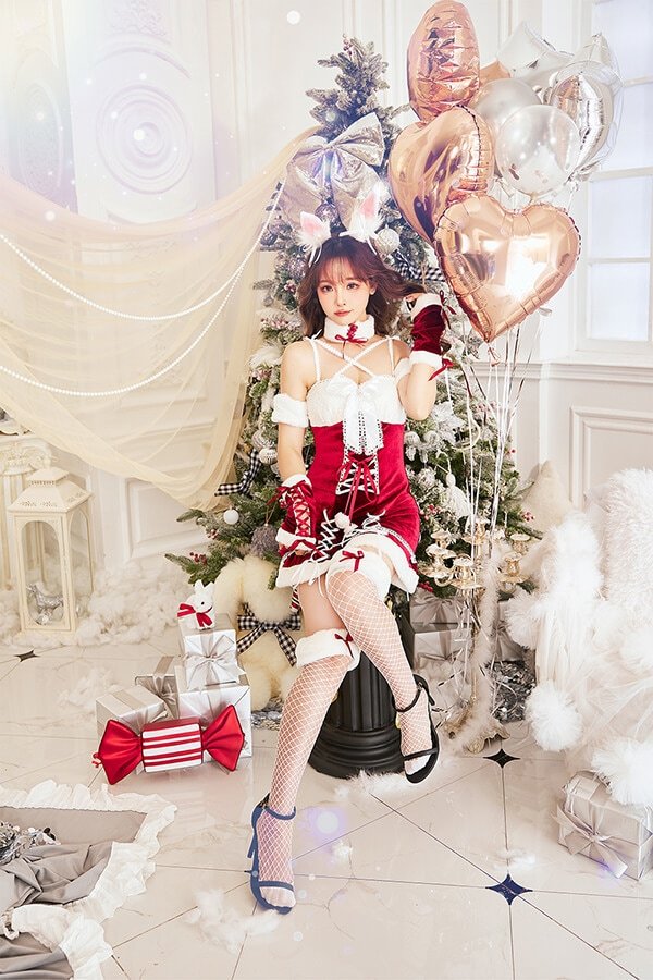 画像9: 【即日発送！】【クリスマスコスプレ8点セット】【Malymoon/マリームーン】スイートバニーフレーバーサンタドレス【フリーサイズ/3カラー】[YMT] (9)
