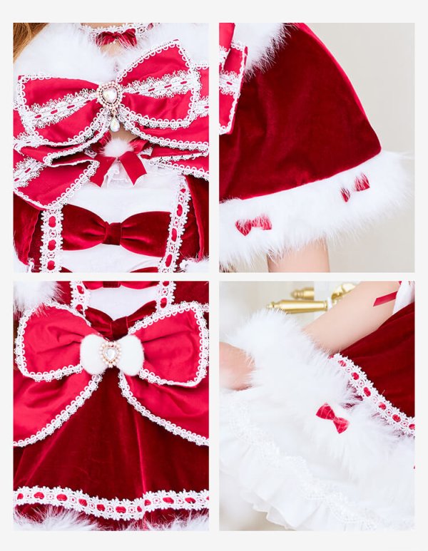 画像9: 【クリスマスコスプレ8点セット】【Malymoon/マリームーン】リボンケープドーリーサンタコスプレ【2サイズ/1カラー】【予約/12月上旬発送予定】[HC03] (9)